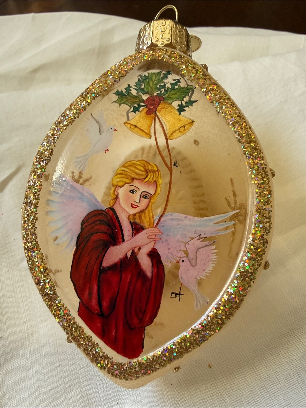 OWC Old World Christmas Li Bien style hand painted glass ornament Angel